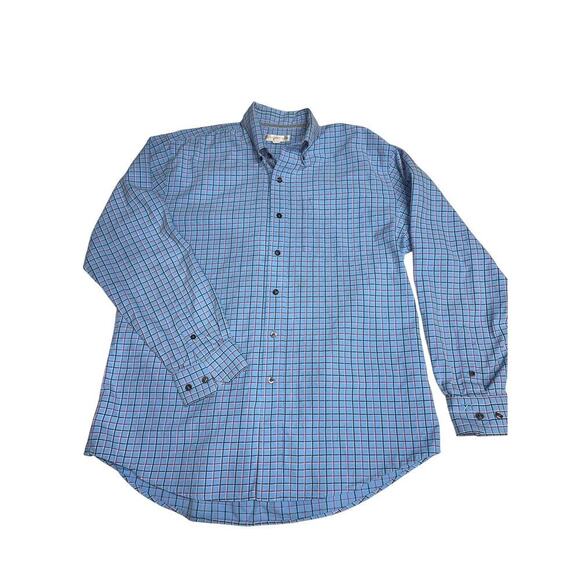 Cutter & Buck Men’s Shirt Button Down Long Sleeve Blue Plaid Large Casual preppy - Picture 1 of 7
